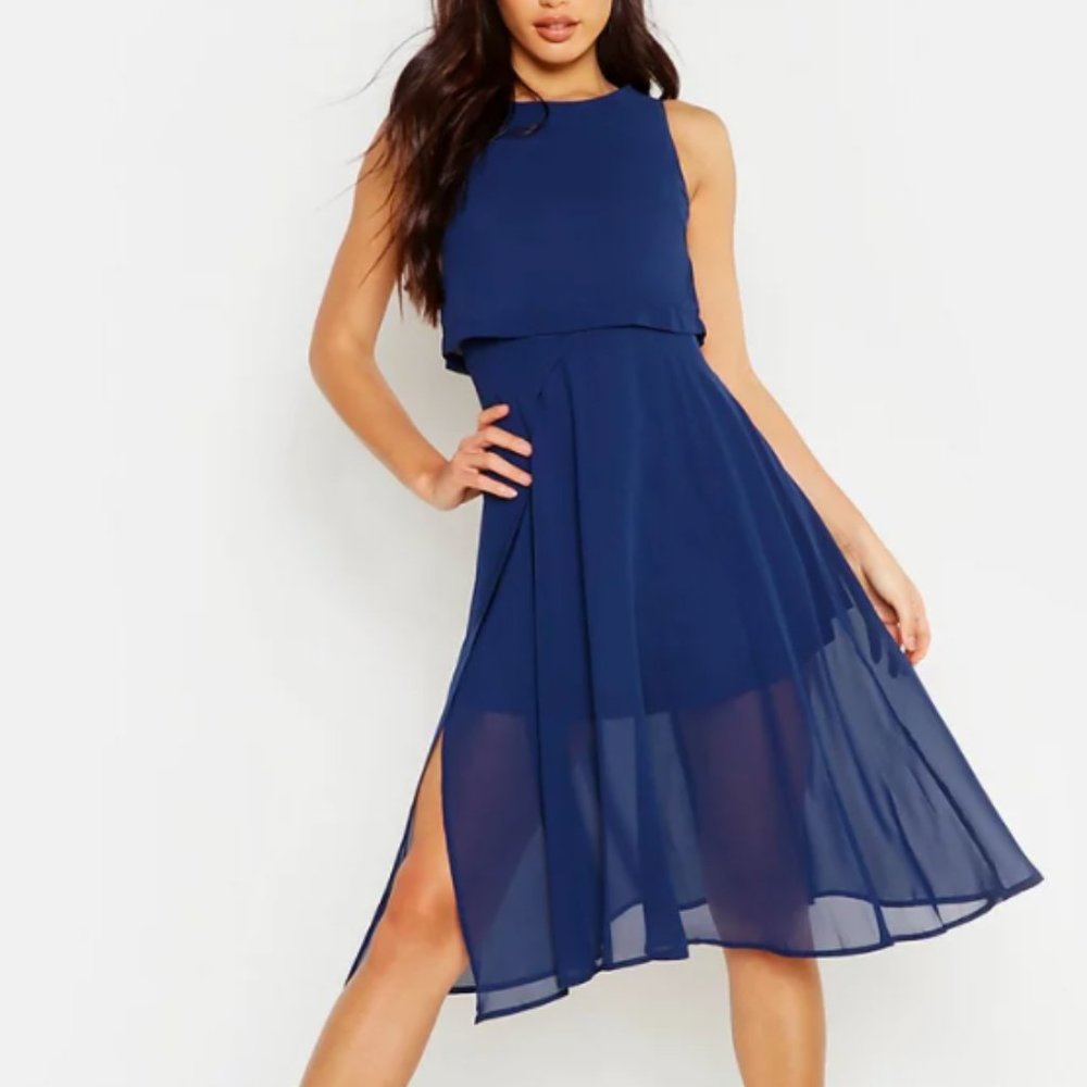 Navy Blue Midi Dress